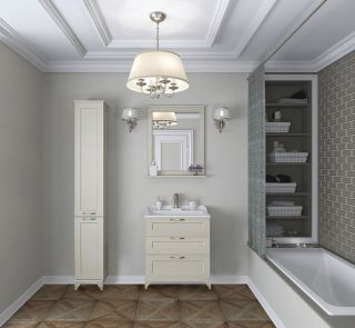 Зеркало Леон Акватон 65см дуб белый 1A187102LBPS0