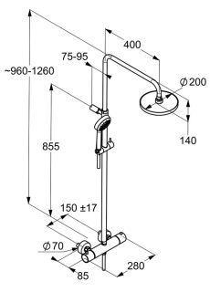 Душевая стойка Kludi Logo Dual shower system с термостатом хром 6809505-00