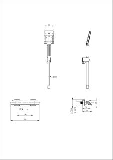 Смеситель для душа Wonzon & Woghand Stay 3 WW-B2062-A-BGG с термостатом тёмный графит