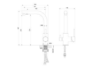 Смеситель для кухни Wonzon & Woghand WW-88458005-BG c подключением фильтра брашированное золото