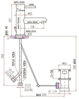 Смеситель для раковины Rav Slezak Seina Junior SE426.5 красный синий зеленый