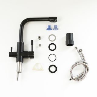 Смеситель для кухни Lemark Expert LM5061BL с подключением к фильтру с питьевой водой чёрный матовый