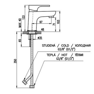 Смеситель для раковины Rav Slezak Yukon YU126.5 Хром