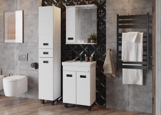 Шкаф-зеркало с подсветкой Onika Балтика Black 205848 левый 58см белый