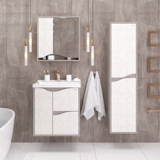 Шкаф-зеркало Onika Брендон 206084 60см бетон крем/камень светлый