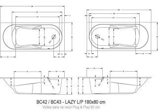 Акриловая ванна Riho Lazy Plug and Play B083005005 L 180х80см белый