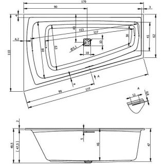 Акриловая ванна с подсветкой Riho Still Smart LED B101003005 R 170х110см светодиоды и подголовник слева белый