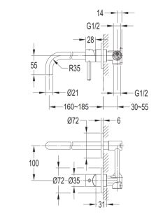 Встраиваемый смеситель для раковины Omnires Y золото Y1215HGL
