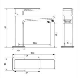 Смеситель для раковины Omnires Parma графит PM7410GR