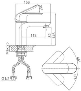 Смеситель для раковины DQ Venice Gondola чёрный DA1022118