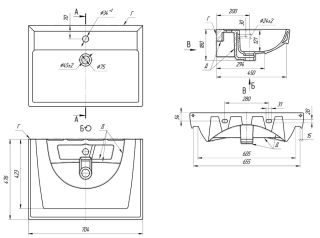 Мебельная раковина Dreja Q-70 70см белый 00000000939