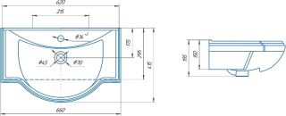 Мебельная раковина Kirovit Классик 65см белый 00000006297