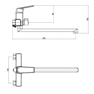 Смеситель для ванны/душа OneLife P02-211cr полимерный