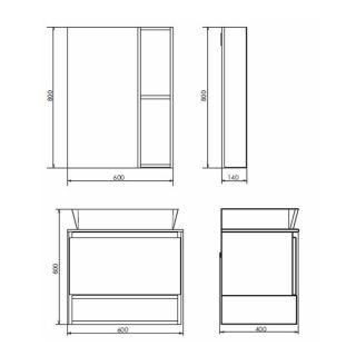 Тумба COMFORTY Прага-60 дуб 00-00014536, с графитовой столешницей с раковиной Comforty PZ-6068