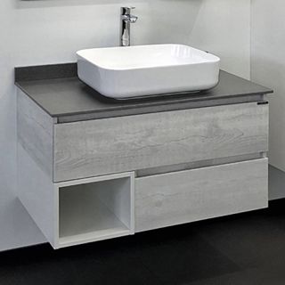 Тумба COMFORTY Прага-90 00-00014424, с графитовой столешницей с раковиной Comforty T-Y9378