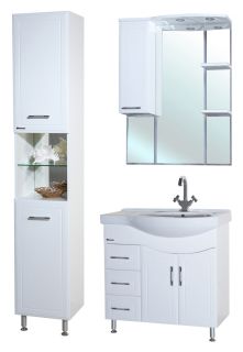 Зеркало-шкаф с подсветкой Bellezza Коралл 85см левый белый 00000001082