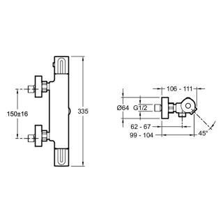 Смеситель для ванны термостатический  Jacob Delafon Metro E24395-BL