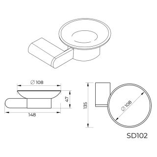 Мыльница Knotlor SD102C, хром