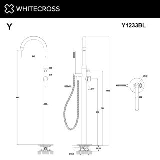 Напольный смеситель для ванны WHITECROSS Y Y1233NIB брашированный никель