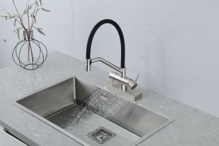 Смеситель для кухни Gappo G4098-5 с водопадом и гибким изливом сатин