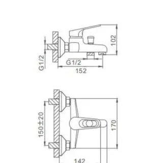 Смеситель для ванны и душа Frap F3013 хром