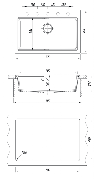 Кухонная мойка Florentina Ромия 770 грей