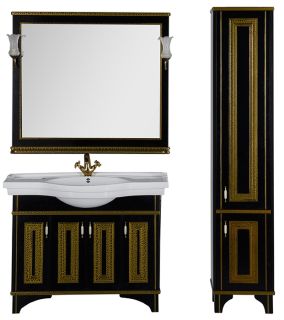 Зеркало Aquanet Валенса 180295 110 см чёрный краколет/золото