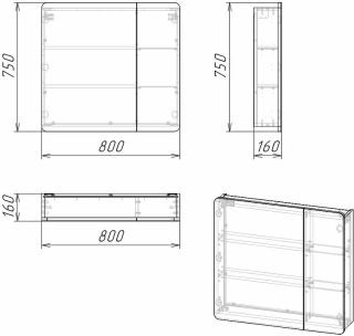 Шкаф-зеркало Grossman Талис 208009 80см левый бетон пайн