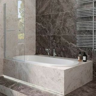 Шторка на ванну Veconi Palau PL-79, 800x1500, хром, стекло прозрачное