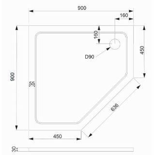 Душевой поддон из искусственного камня Veconi Tezeo 90x90 TZ12-90T-01-19C3 Белый