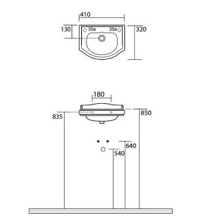 Раковина Kerasan Retro 103301*1 dx белая 41 см