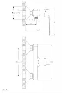 Смеситель для душа Ceramica Nova Linear 70018CH хром