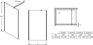 Душевая перегородка для ванны  Jacob Delafon CONTRA E22W90-GA 90*200