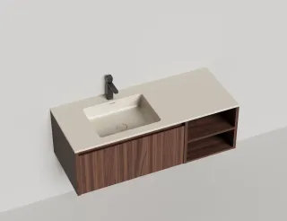 Подвесная тумба Salini Domino 27D212ONA 120см шпон с открытой полкой Onda Plus