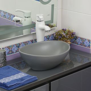 Накладная раковина Melana 7138MG-805 41см серый матовый