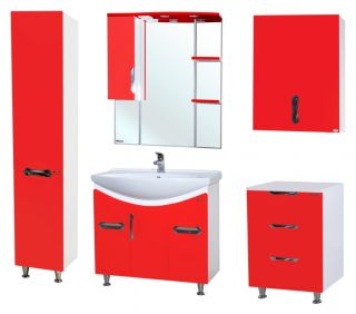Зеркало-шкаф с подсветкой Bellezza Лагуна 85см левый красный 00000001120