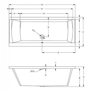 Акриловая ванна Riho Julia B011001005 170х75см белый