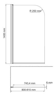 Шторка на ванну WasserKRAFT Leine 35P01-80