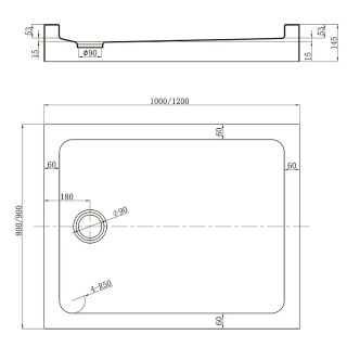 Душевой поддон прямоугольный Veconi Tezeo Acrylic TZ-54, 1200x800x150, акрил, белый