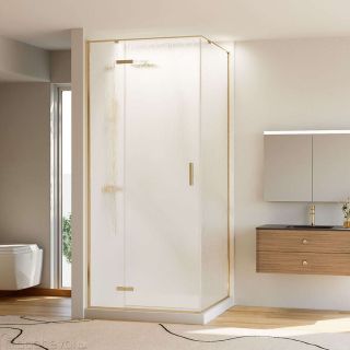 Душевой уголок Veconi Rovigo RV-073RG/L, 900х1000х1950, золото брашинг, стекло дождь