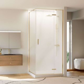 Душевой уголок Veconi Rovigo RV-073RG/R, 800х1000х1950, золото брашинг, стекло дождь