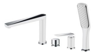 Смеситель на борт ванны Boheme Venturo белый/хром 370-W