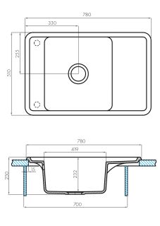 Мойка кухонная Акватон Беллис 78см терракотовый 1A725032BS270