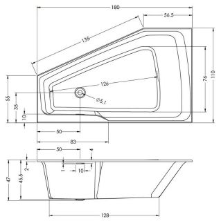 Акриловая ванна Riho Rethink Space Plug and Play B115005005 R 180х110см белый