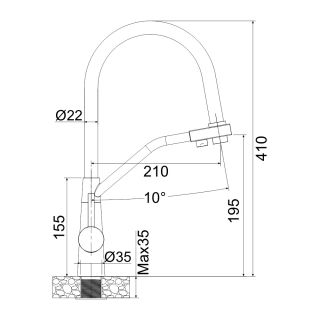 Смеситель для кухни Melana Uniqui MLN-610701 с гибким изливом и фильтром питьевой воды чёрный/сатин