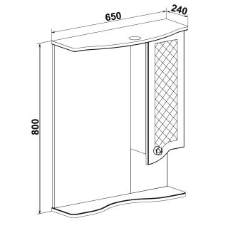 Зеркальный шкаф Runo правый Милано 65 (УТ000002097)