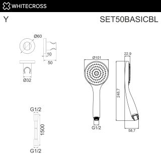 Душевая лейка WHITECROSS SET50BASICGM оружейная сталь