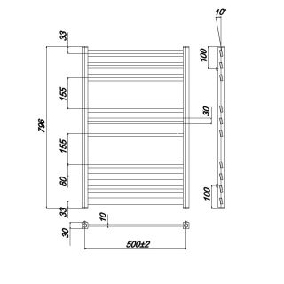 Ravak Полотенцесушитель Водяной Degree 500 x 800_W