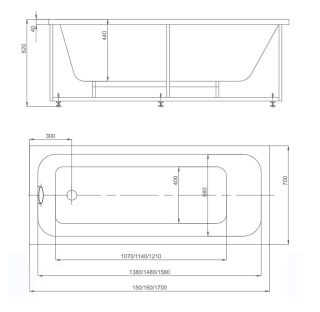 Акриловая ванна прямоугольная АКВАТЕК Eco-friendly София 170х70 SOF170-0000001