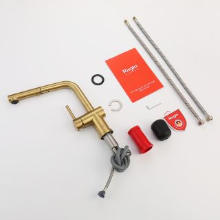 Смеситель для кухни Raglo R86.49.03 с выдвижным изливом золотой сатин